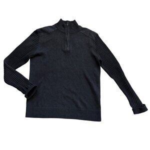 Structure Men's Sweater Sz S Black Quarter Zip Ribbed Knit Long Sleeve Pullover